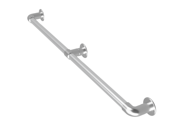 Steigerbuis trapleuning met kniestuk/t-stuk - muurplaat uit buis 33,7 mm